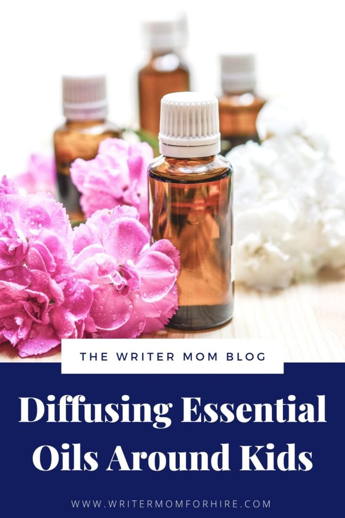 pinterest graphic to share this info about diffusing essential oils around babies and toddlers