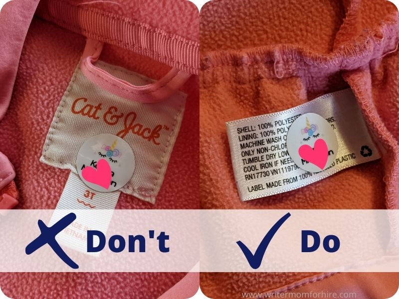 image showing what to do and what not to do with the name bubbles labels