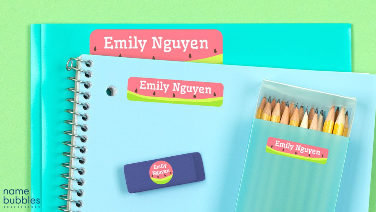 personalized school supply labels with name bubbles stickers