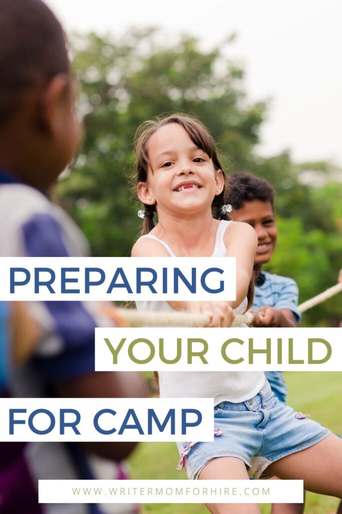 children playing a game text: preparing your child for camp