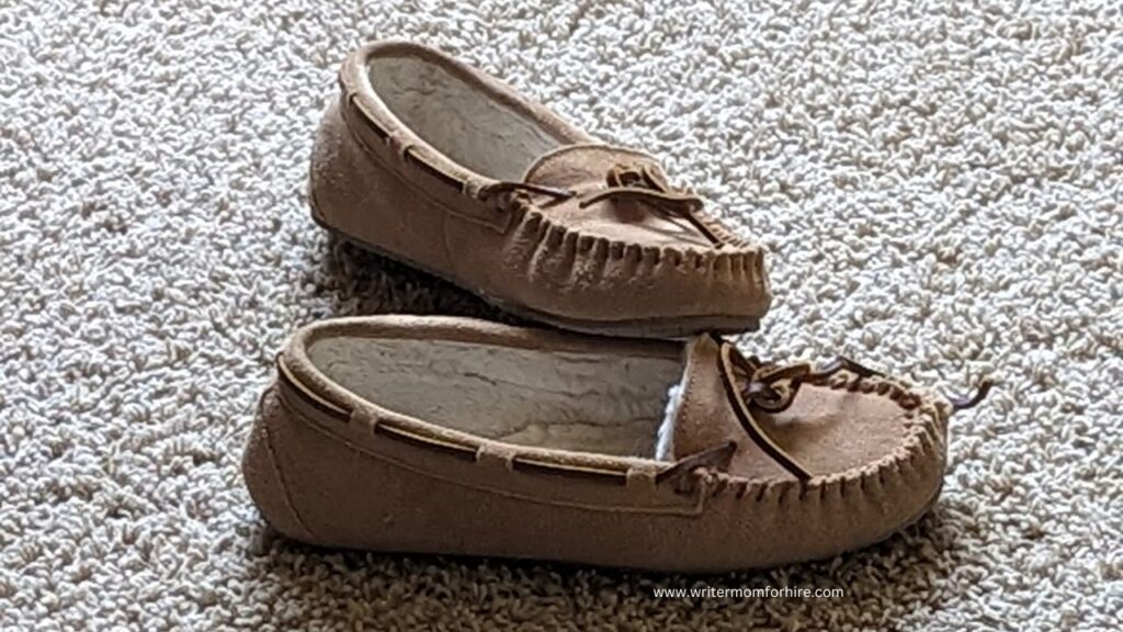 moccasin slippers that I received as a Mother's Day gift