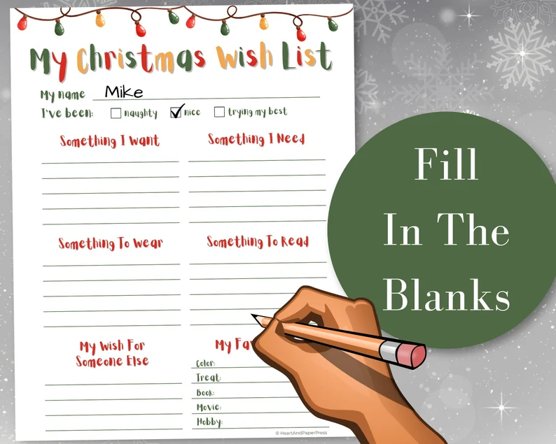 my christmas wish list letter to santa that i sell in my shop to help families check off their christmas bucket list