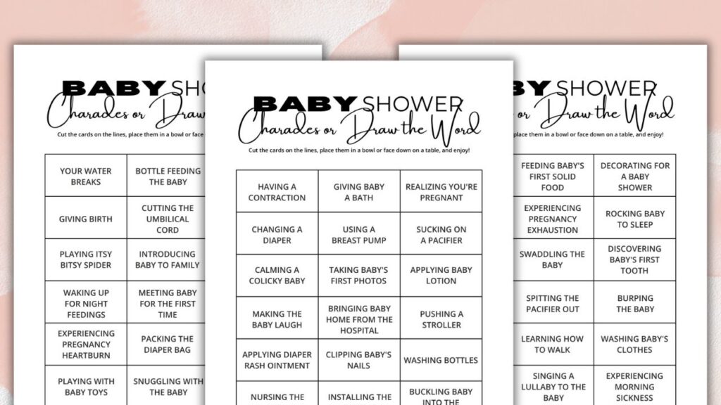 baby shower charades game