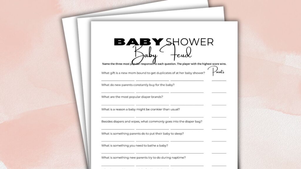 baby shower feud game
